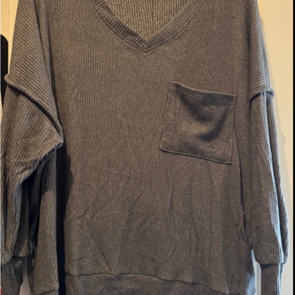 Gray V-Neck Sweater